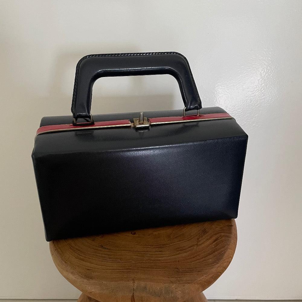 Vintage 1960s Moddish Navy vegan leather bag - WŪHAŪS