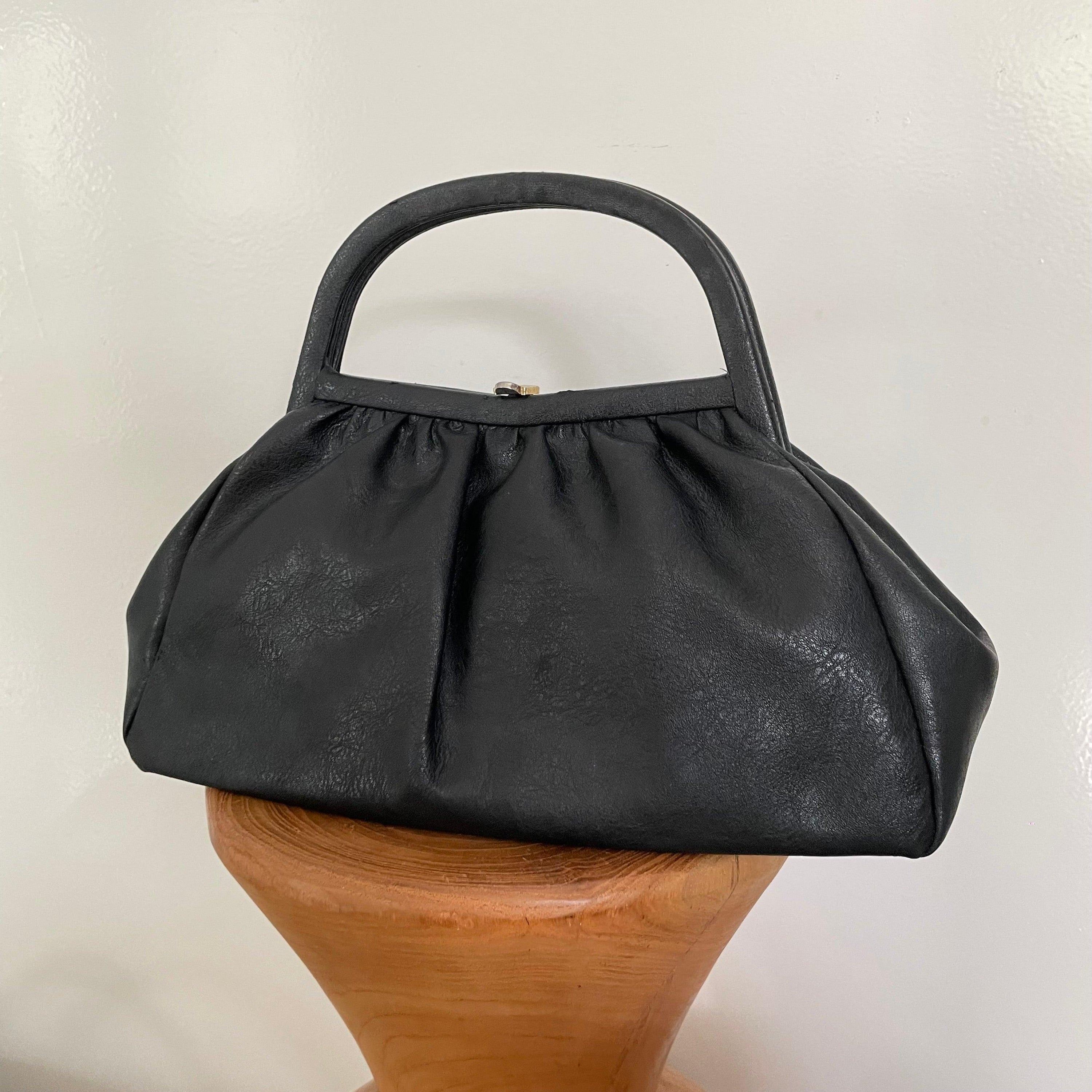 Vintage 1960s Vegan Leather Bag With Gold Clasp - WŪHAŪS