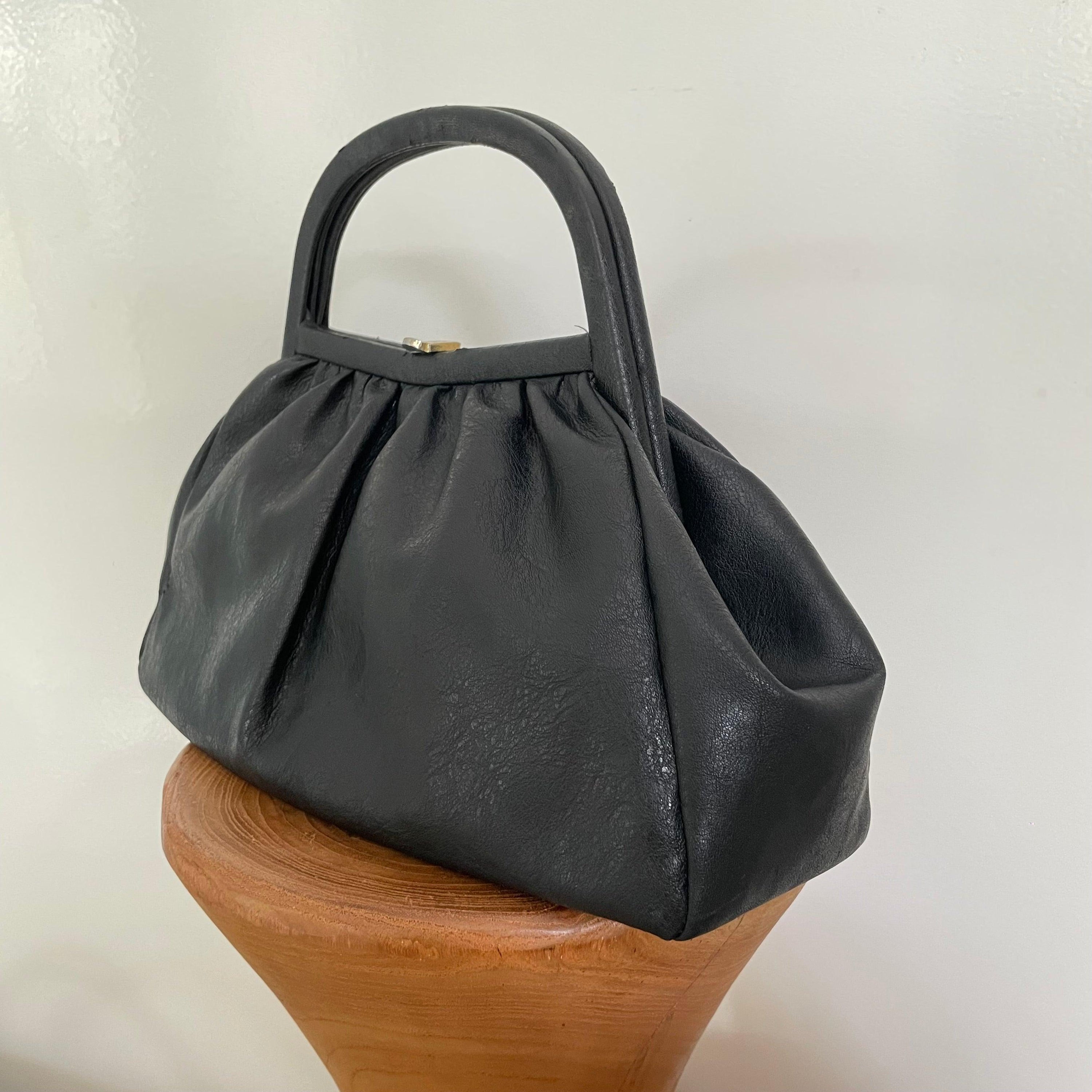 Vintage 1960s Vegan Leather Bag With Gold Clasp - WŪHAŪS